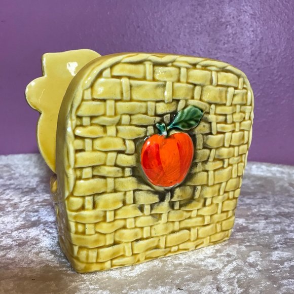 Vintage Lefton Vintage Floral Fruit Basket Napkin Holder Kitchen Retro Decor EUC - Picture 4 of 8
